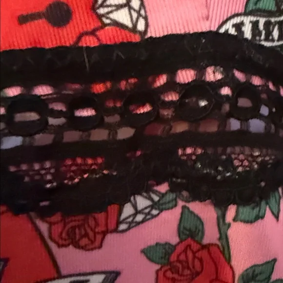 Pink Black Hearts Love Valentine’s Day Chemise Slip Teddy Medium - Picture 4 of 6